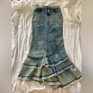 Andrea Maximalist Ruffle Mermaid Jean Skirt XS S